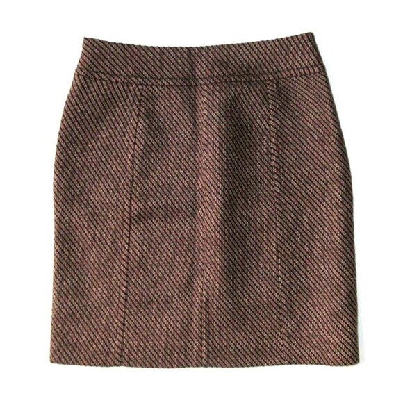 NWT Ann Taylor Petites Brown & Rust Diagonal Striped Zip Pocket Pencil Skirt 0P - Picture 4 of 4
